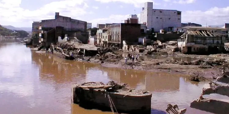 Destruction in Honduras following Hurricane Mitch. Photo by United States Geological Survey.