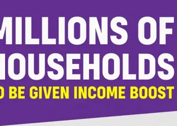 Nearly 4 million households will see an annual income boost estimated to be worth £725 cash. Artwork by the Department for Work and Pensions.