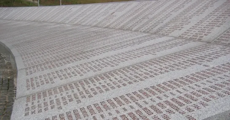 Srebrenica massacre memorial wall of names 2009. Photo by Michael Büker.