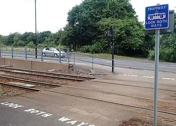 Tram Collision in Sheffield's Staniforth Road. Photo by the RAIB.