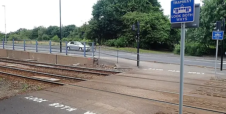 Tram Collision in Sheffield's Staniforth Road. Photo by the RAIB.