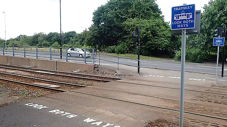 Tram Collision in Sheffield's Staniforth Road. Photo by the RAIB.