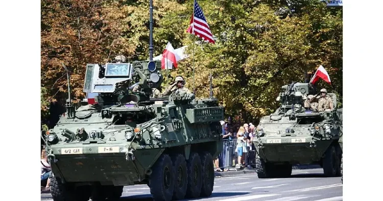 US Stryker Soldiers in Poland Armed Forces Day Parade. Photo by U.S. Army Europe.