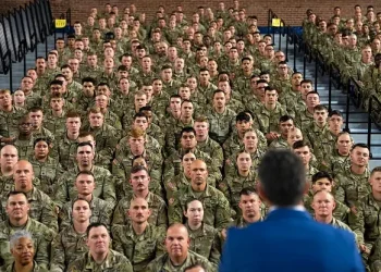 Defense Secretary Pete Hegseth delivers remarks to National Guard troops in Washington D.C., Aug. 21, 2025. Photo by NPO Kubitza.