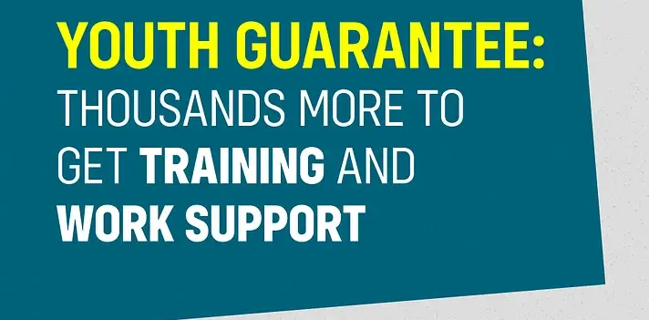 Government extends £45 million training and work scheme. Artwork by the Dept. for Work and Pensions.