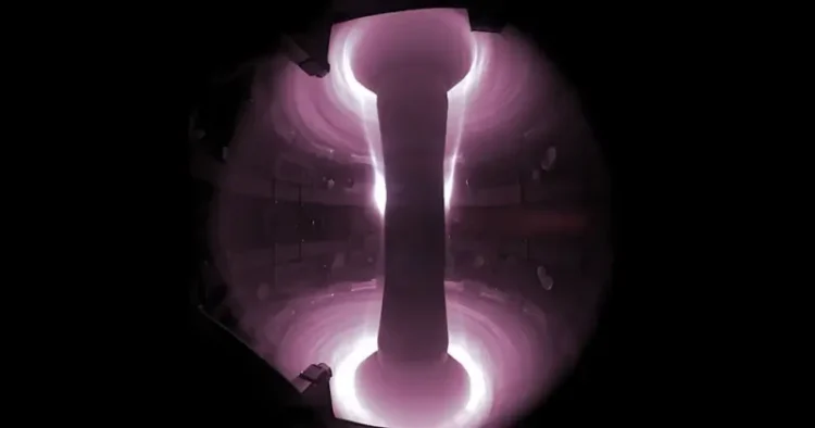Plasma inside the MAST Upgrade tokamak. Photo by the United Kingdom Atomic Energy Authority.