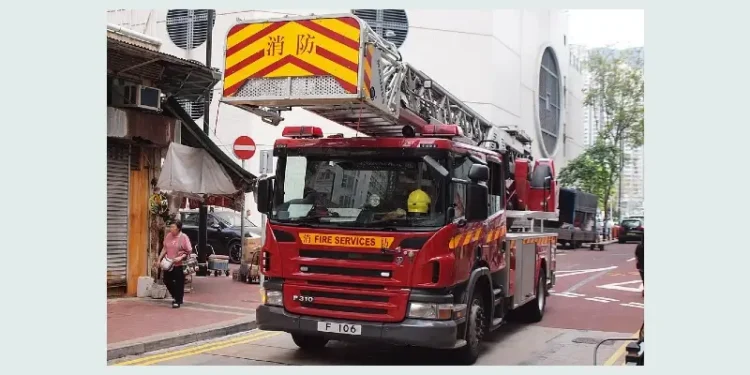 Hong Kong Fire Services Department Aberdeen Turntable Ladder. Photo by Thkwok Dennis.