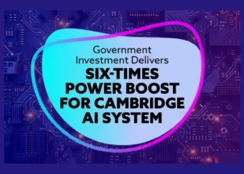 Government investment delivers. Six-times power boost for Cambridge AI system. Artwork by DSIT.