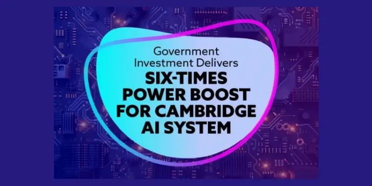 Government investment delivers. Six-times power boost for Cambridge AI system. Artwork by DSIT.