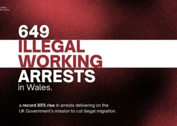 Illegal working arrests and raids have reached their highest levels. Artwork by the Wales Office.