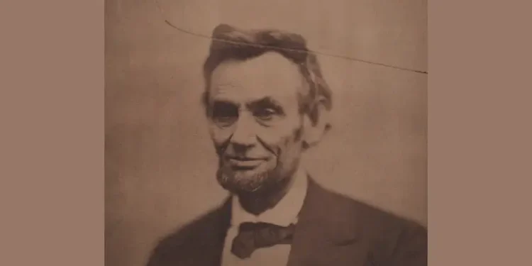 Alexander Gardner's famous cracked glass plate. Photo of Abraham Lincoln. Image shared by David of Flickr