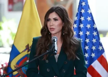 Kristi Noem speaking in 2025. Photo by the Equador Government.