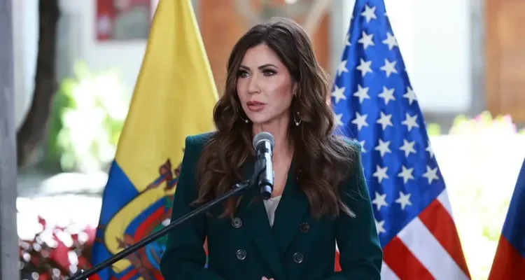 Kristi Noem speaking in 2025. Photo by the Equador Government.