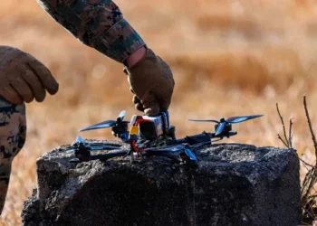 Marine sets up a counter-unmanned aerial system -a clay pigeon drone. Photo by Lance Corp. Melendez.