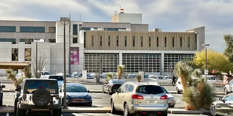 Tucson Police Department Headquarters, Stone Avenue and Cushing Street, Tucson, AZ. Photo by Warren LeMay.