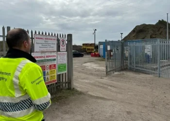 Environment Agency officer outside a site at the day of action. Photo by the Environment Agency.