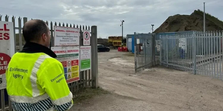 Environment Agency officer outside a site at the day of action. Photo by the Environment Agency.