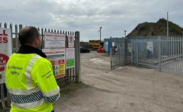 Environment Agency officer outside a site at the day of action. Photo by the Environment Agency.