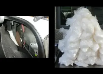 Car with bags of fentanyl and methamphetamine recovered. Photo by CBP.