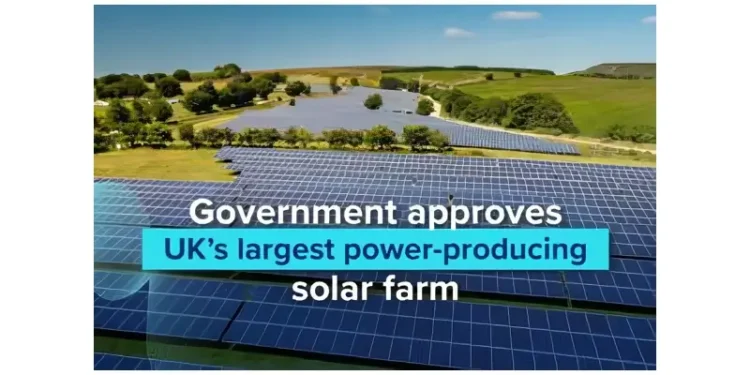 Government approves UKs largest power-producing solar farm. Photo and artwork by the Department for Energy Security and Net Zero.