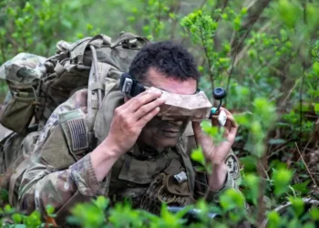 Army Pfc. Gage Green participates in force-on-force training during Project Flytrap 5.0 at Pabradė Training Area, Lithuania, May 8, 2026. Photo by Army Sgt. J. Honce.