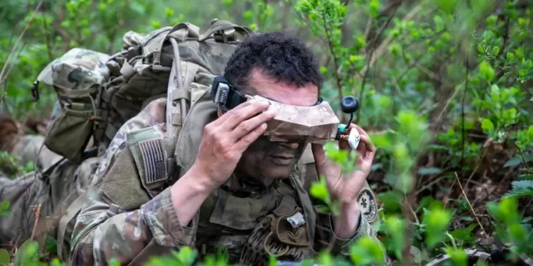 Army Pfc. Gage Green participates in force-on-force training during Project Flytrap 5.0 at Pabradė Training Area, Lithuania, May 8, 2026. Photo by Army Sgt. J. Honce.