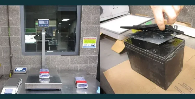 Hidden fentanyl in a battery. Later weighed. Photos by the CBP.
