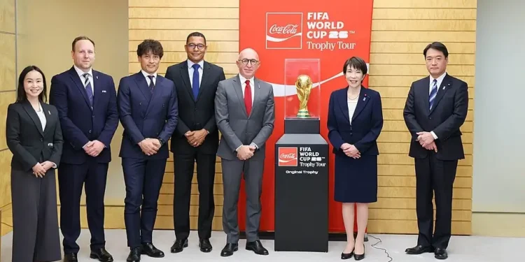 Sanae Takaichi FIFA World Cup 2026 trophy tour 10. Photo by the Cabinet Public Affairs Office.