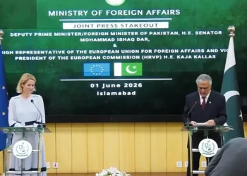 EU-Pakistan Press Conference. Screenshot by the EU.