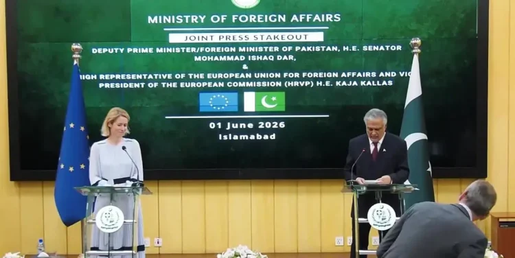 EU-Pakistan Press Conference. Screenshot by the EU.