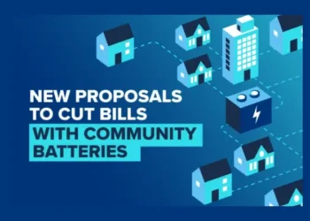 New proposals to cut bills with community batteries. Artwork by the UK Government.