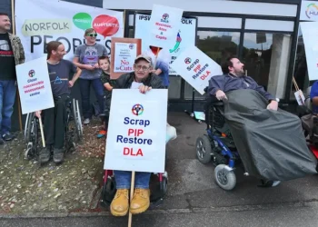 Norwich disability protest outside St Marys House. Photo by Roger Blackwell.