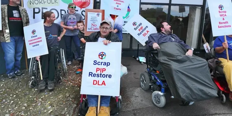 Norwich disability protest outside St Marys House. Photo by Roger Blackwell.