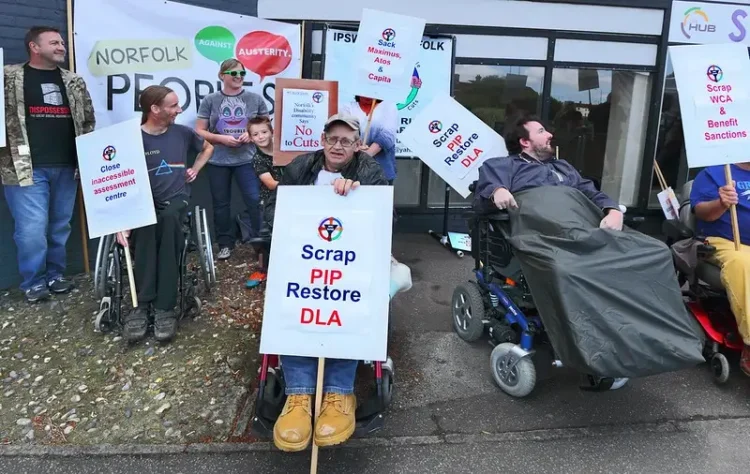 Norwich disability protest outside St Marys House. Photo by Roger Blackwell.