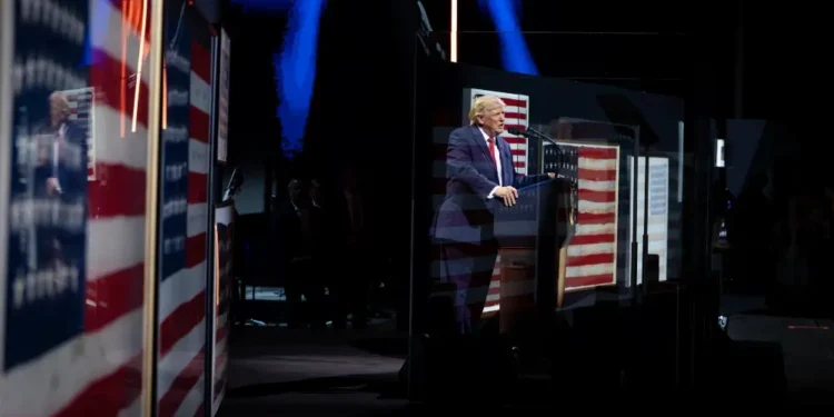 President Donald J. Trump delivers remarks commemorating America's semiquincentennial during Salute to America, July 4, 2026, at the National Mall in Washington. Photo by the White House.