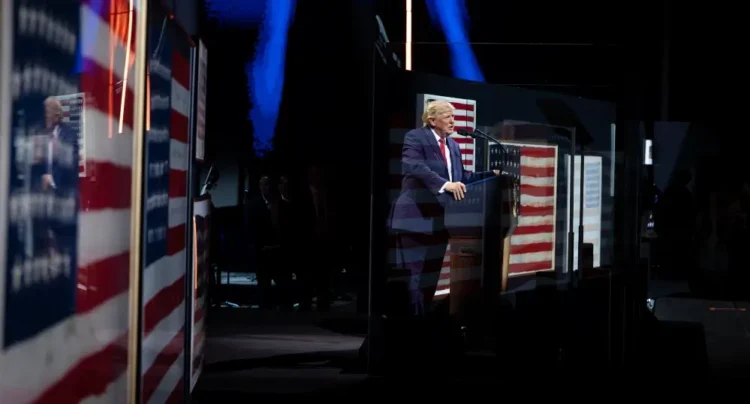 President Donald J. Trump delivers remarks commemorating America's semiquincentennial during Salute to America, July 4, 2026, at the National Mall in Washington. Photo by the White House.
