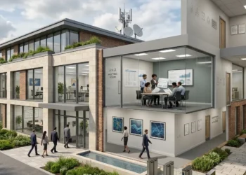 AI-generated illustration of an independent UK regulatory office with analysts reviewing public-service and competition data.